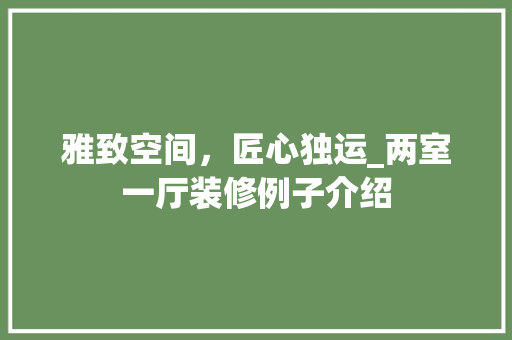雅致空间，匠心独运_两室一厅装修例子介绍 室内设计