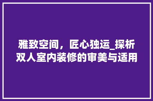 雅致空间，匠心独运_探析双人室内装修的审美与适用 室内设计