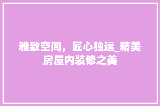雅致空间，匠心独运_精美房屋内装修之美 室内设计