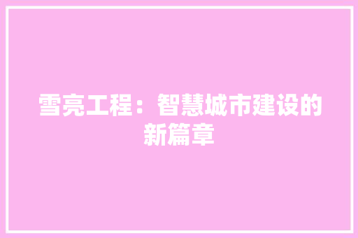 雪亮工程：智慧城市建设的新篇章 室内设计