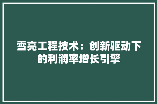 雪亮工程技术：创新驱动下的利润率增长引擎 室内设计