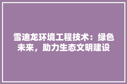 雪迪龙环境工程技术：绿色未来，助力生态文明建设 室内设计