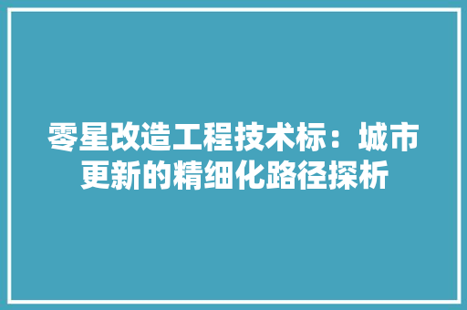 零星改造工程技术标：城市更新的精细化路径探析 室内设计