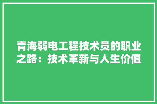 青海弱电工程技术员的职业之路：技术革新与人生价值 室内设计