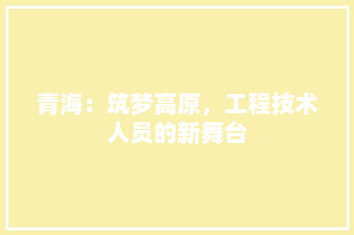 青海：筑梦高原，工程技术人员的新舞台 室内设计
