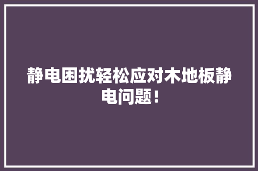 静电困扰轻松应对木地板静电问题！