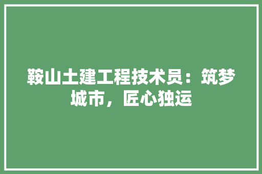 鞍山土建工程技术员：筑梦城市，匠心独运