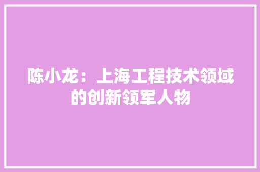 陈小龙：上海工程技术领域的创新领军人物 室内设计