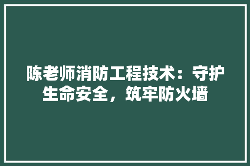 陈老师消防工程技术：守护生命安全，筑牢防火墙 室内设计