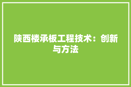 陕西楼承板工程技术：创新与方法