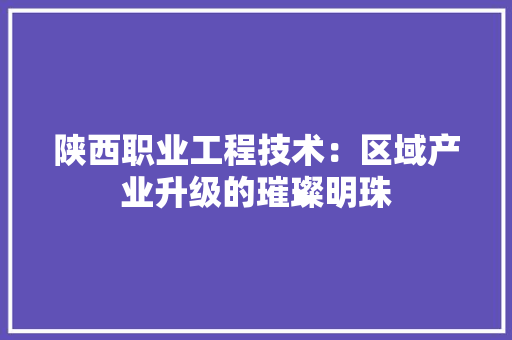 陕西职业工程技术：区域产业升级的璀璨明珠