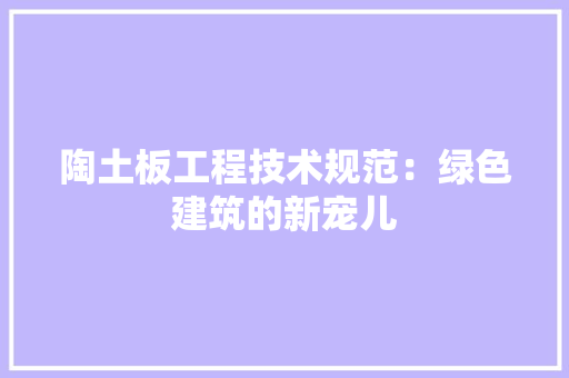 陶土板工程技术规范：绿色建筑的新宠儿 室内设计