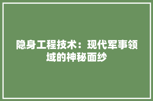 隐身工程技术：现代军事领域的神秘面纱 室内设计