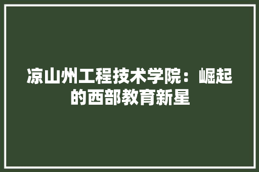 凉山州工程技术学院：崛起的西部教育新星 家居装修