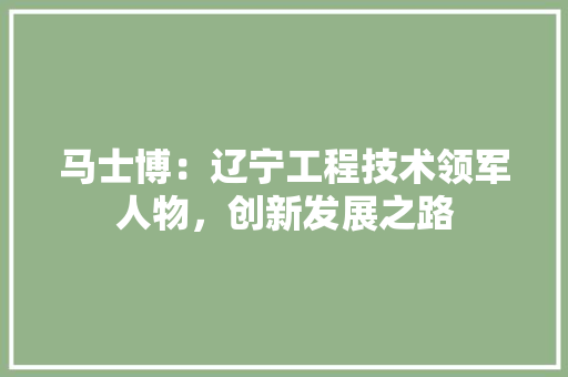 马士博：辽宁工程技术领军人物，创新发展之路