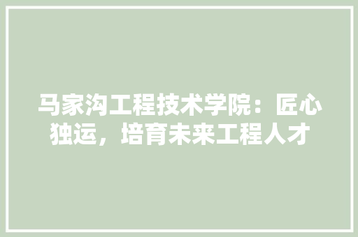 马家沟工程技术学院：匠心独运，培育未来工程人才 室内设计