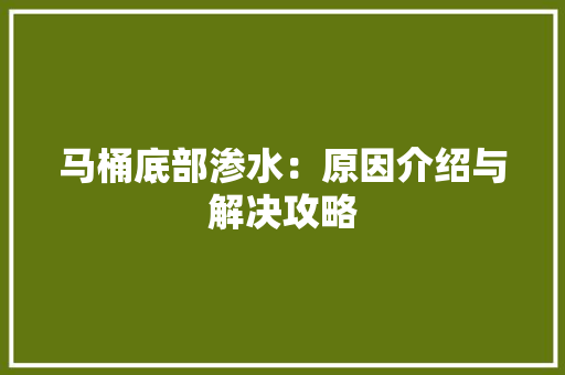 马桶底部渗水：原因介绍与解决攻略 室内设计