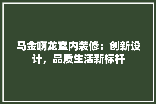 马金啊龙室内装修：创新设计，品质生活新标杆 室内设计