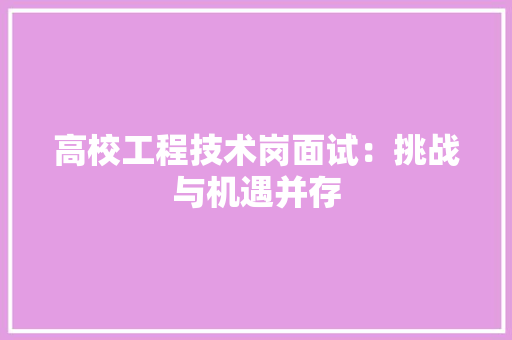 高校工程技术岗面试：挑战与机遇并存