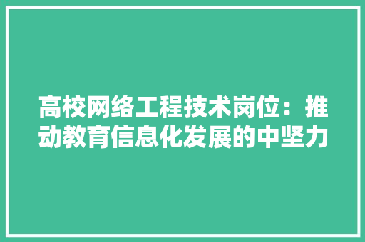 高校网络工程技术岗位：推动教育信息化发展的中坚力量