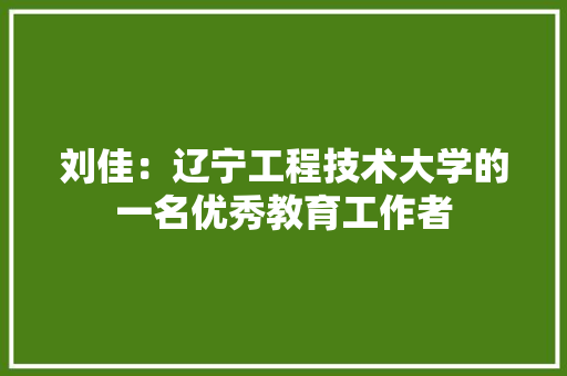 刘佳：辽宁工程技术大学的一名优秀教育工作者