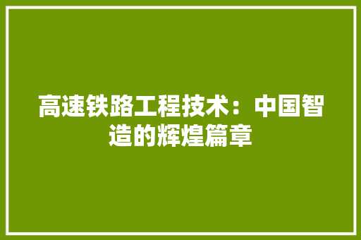 高速铁路工程技术：中国智造的辉煌篇章