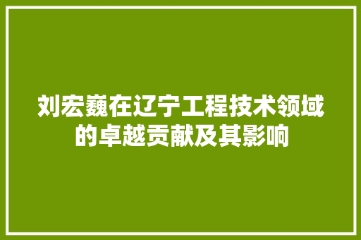 刘宏巍在辽宁工程技术领域的卓越贡献及其影响