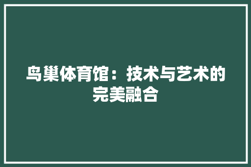 鸟巢体育馆：技术与艺术的完美融合 室内设计