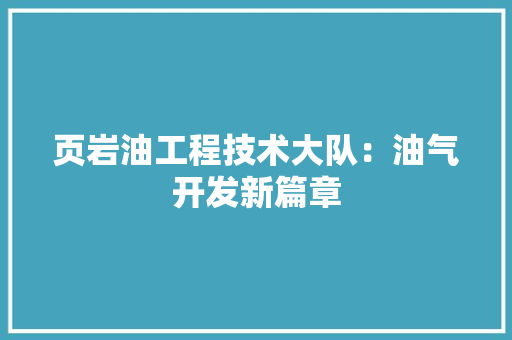 页岩油工程技术大队：油气开发新篇章