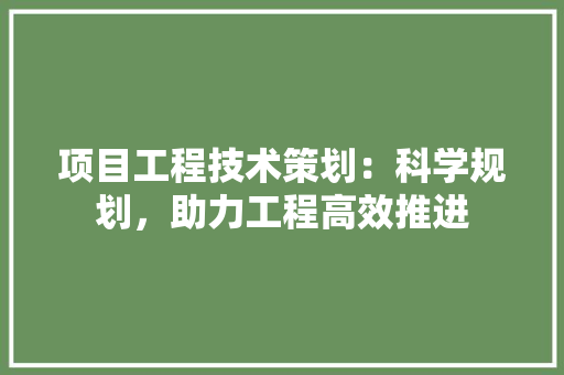 项目工程技术策划：科学规划，助力工程高效推进 室内设计