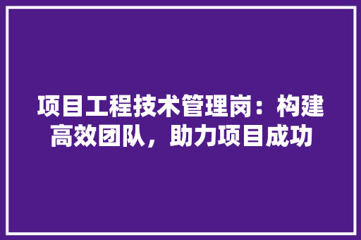 项目工程技术管理岗：构建高效团队，助力项目成功 室内设计