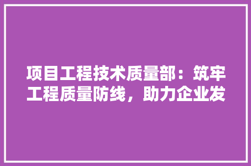项目工程技术质量部：筑牢工程质量防线，助力企业发展 室内设计