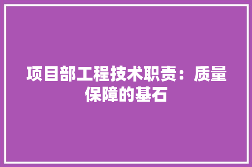 项目部工程技术职责：质量保障的基石