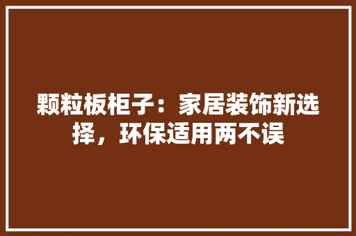颗粒板柜子：家居装饰新选择，环保适用两不误