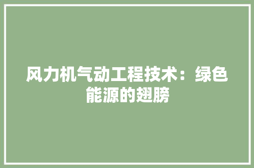 风力机气动工程技术：绿色能源的翅膀