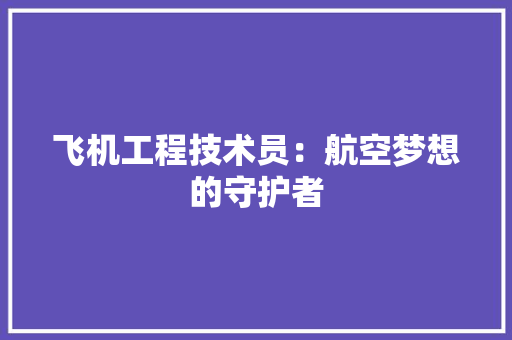 飞机工程技术员：航空梦想的守护者 室内设计