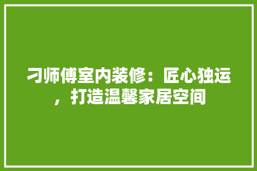 刁师傅室内装修：匠心独运，打造温馨家居空间 家居装修
