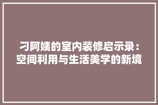 刁阿姨的室内装修启示录：空间利用与生活美学的新境界 家居装修