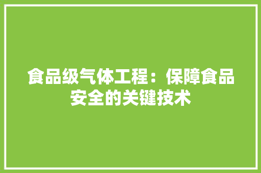 食品级气体工程：保障食品安全的关键技术 室内设计