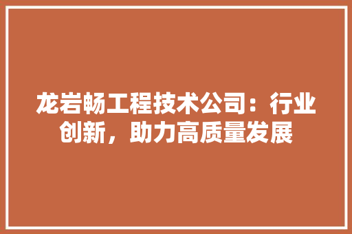 龙岩畅工程技术公司：行业创新，助力高质量发展