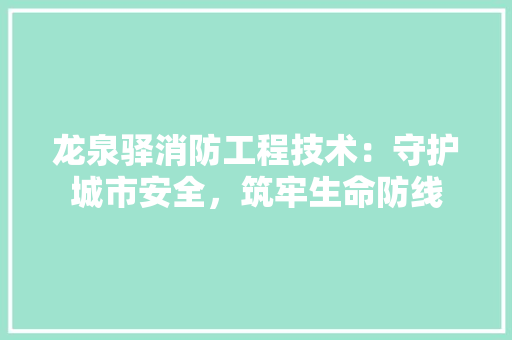 龙泉驿消防工程技术：守护城市安全，筑牢生命防线