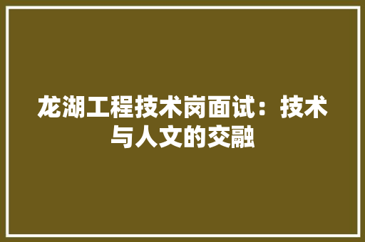 龙湖工程技术岗面试：技术与人文的交融 室内设计