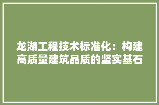 龙湖工程技术标准化：构建高质量建筑品质的坚实基石