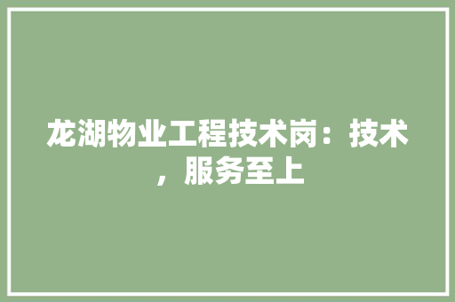 龙湖物业工程技术岗：技术，服务至上