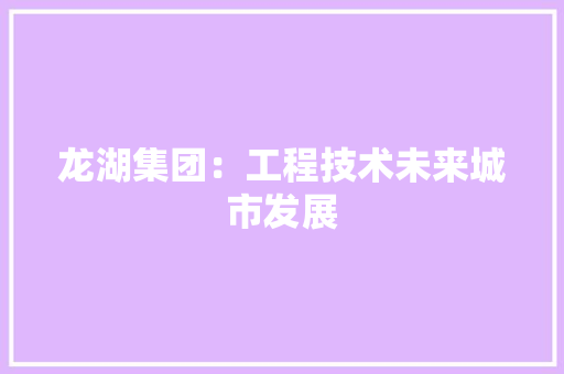 龙湖集团：工程技术未来城市发展