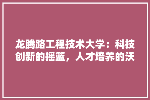 龙腾路工程技术大学：科技创新的摇篮，人才培养的沃土 室内设计