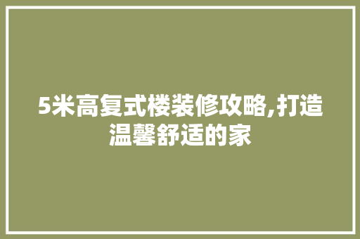 5米高复式楼装修攻略,打造温馨舒适的家 现代风格装饰
