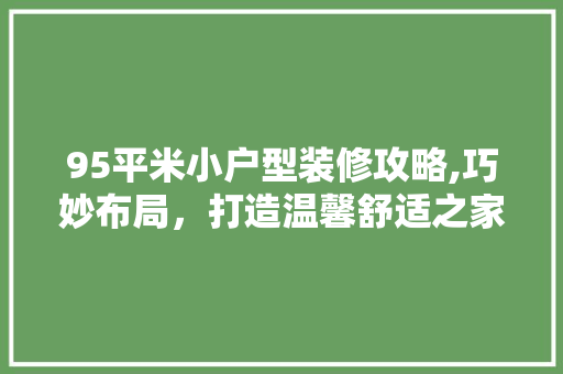 95平米小户型装修攻略,巧妙布局，打造温馨舒适之家 室内设计