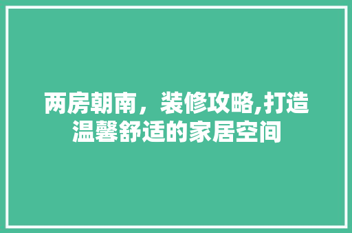 两房朝南，装修攻略,打造温馨舒适的家居空间