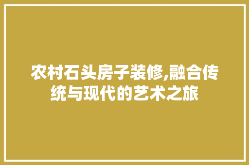 农村石头房子装修,融合传统与现代的艺术之旅
